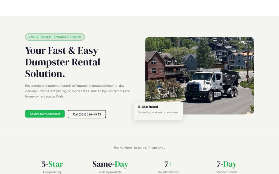 dumpsterdepotutah.com: website built by Scroll