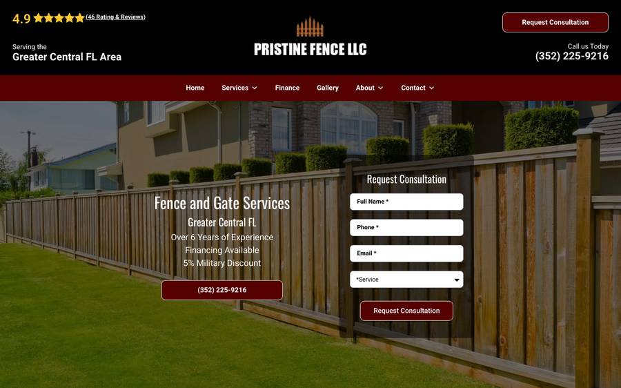 pristinefences.com: website built by Scroll