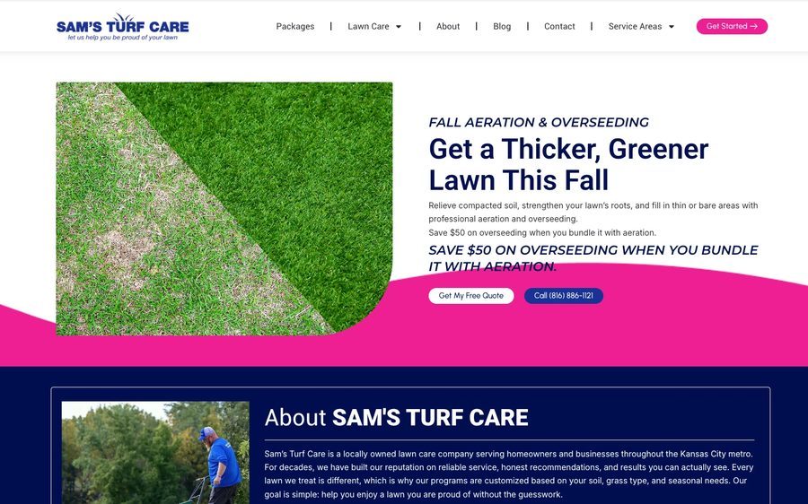 samsturf.com: website built by Scroll