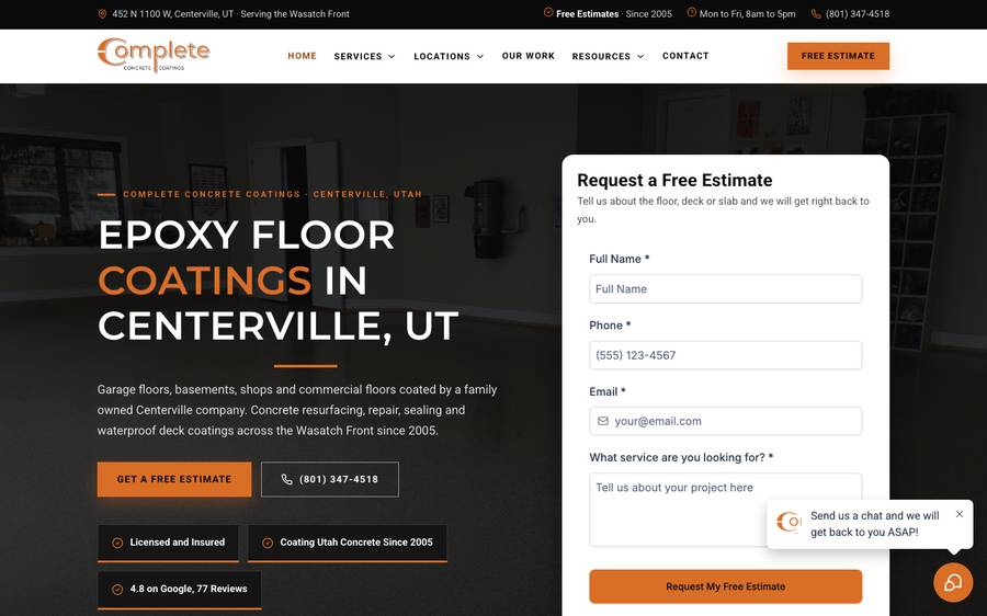 utahconcretecoating.com: website built by Scroll